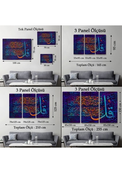 Dekoratif Kanvas Tablo, Duvar Dekoru, Felak Suresi Yazılı Hat Sanatı 3412 BUNGKNV
