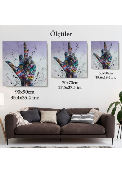 Dekoratif Kanvas Tablo, Duvar Dekoru, Graffiti Sokak Sanatı Orta Parmak 5339 BUNGKNV