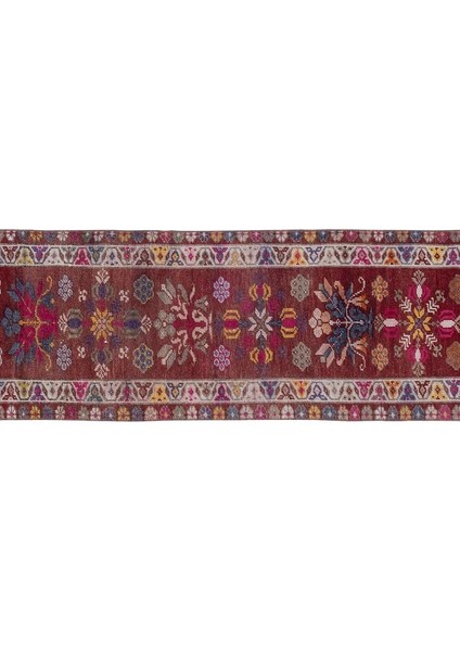 El Dokuma Geometrik Desenli Uzun Yolluk Halı 77 x 363 cm