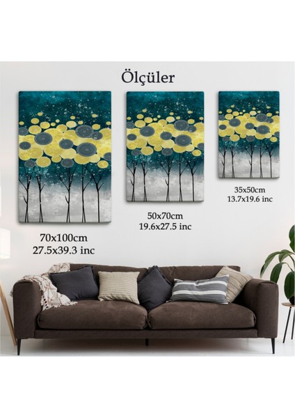 Dekoratif Kanvas Tablo Duvar Dekoru Gece Görünüm Altın Renkler Modern 4972 Bungknv