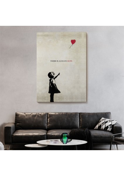 Dekoratif Kanvas Tablo Duvar Dekoru Kırmızı Balonlu Kız Banksy Modern Tarz 4962 Bungknv