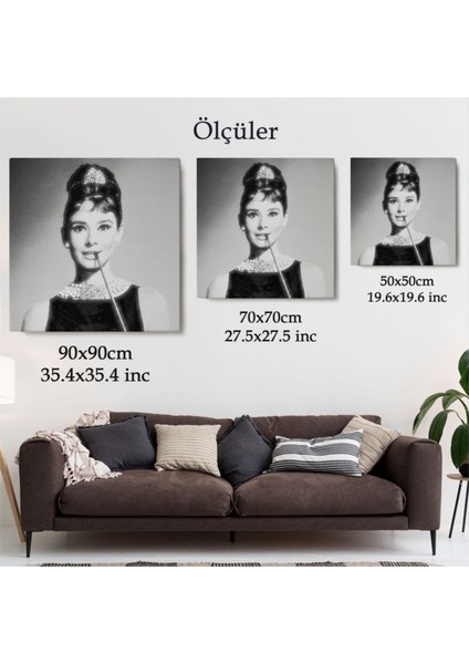 Dekoratif Kanvas Tablo Duvar Dekoru Siyah Bayaz Audrey Hepburn 5071 Bungknv