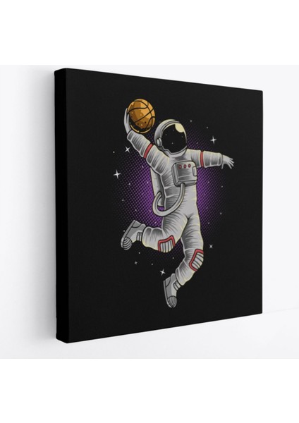 Dekoratif Kanvas Tablo Duvar Dekoru Astronot Ay'da Basketbol Oynuyor 5068 Bungknv