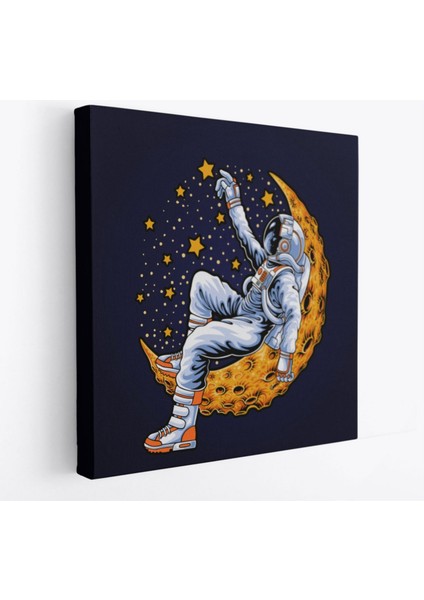 Dekoratif Kanvas Tablo Duvar Dekoru Astronot Ayda Dinleniyor 5099 Bungknv