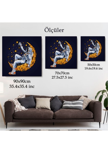 Dekoratif Kanvas Tablo Duvar Dekoru Astronot Ayda Dinleniyor 5099 Bungknv