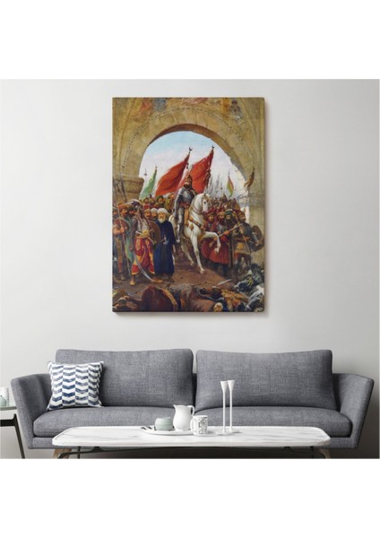 Dekoratif Kanvas Tablo Duvar Dekoru Fatih Sultan Mehmet Istanbul'a Girerken Zonaro 5298 Bungknv