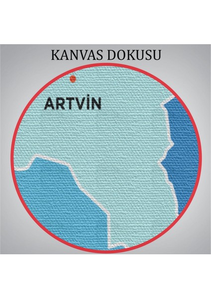 Dekoratif Kanvas Tablo Duvar Dekoru Il ve Ilçeler Haritası Artvin Modern 1275 Bungknv