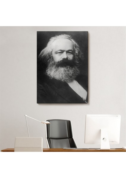 Dekoratif Kanvas Tablo Duvar Dekoru Karl Marx Alman Filozof Siyah Beyaz 5964 Bungknv