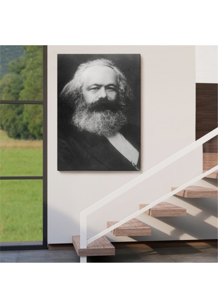 Dekoratif Kanvas Tablo Duvar Dekoru Karl Marx Alman Filozof Siyah Beyaz 5964 Bungknv