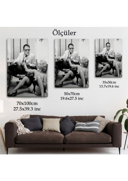 Dekoratif Kanvas Tablo Duvar Dekoru Arthur Miller ve Marilyn Monroe Cesur Pozu 6063 Bungknv