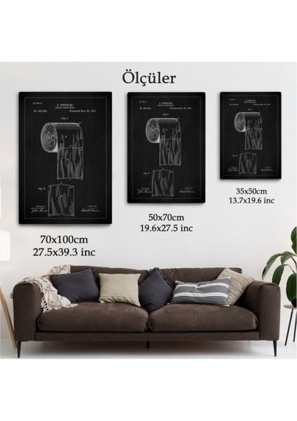 Dekoratif Kanvas Tablo Duvar Dekoru Rulo Tuvalet Kağıdı Patent Çizimi 5242 Bungknv