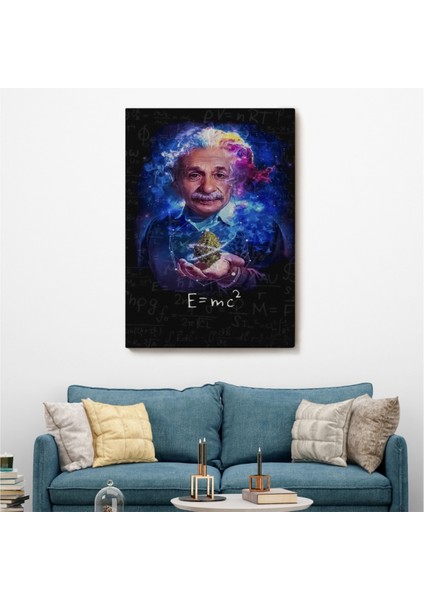 Dekoratif Kanvas Tablo Duvar Dekoru E=mc2 ve Albert Einstein Matematik 5244 Bungknv