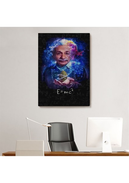 Dekoratif Kanvas Tablo Duvar Dekoru E=mc2 ve Albert Einstein Matematik 5244 Bungknv