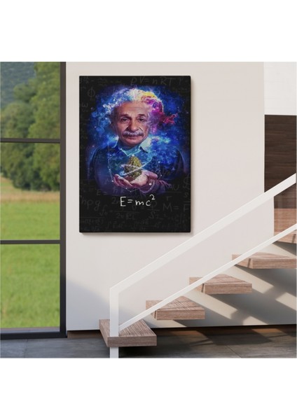 Dekoratif Kanvas Tablo Duvar Dekoru E=mc2 ve Albert Einstein Matematik 5244 Bungknv