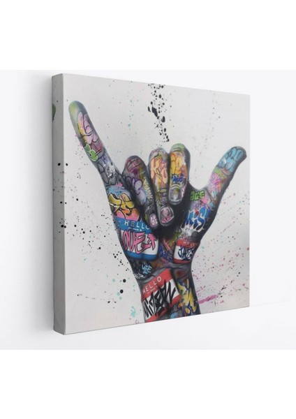 Dekoratif Kanvas Tablo Duvar Dekoru Graffiti Hands Victory Jest Banksy 5340 Bungknv