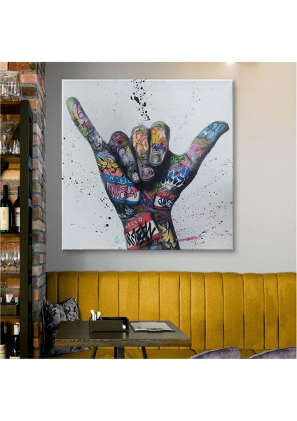 Dekoratif Kanvas Tablo Duvar Dekoru Graffiti Hands Victory Jest Banksy 5340 Bungknv