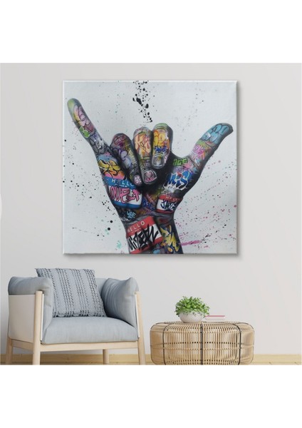 Dekoratif Kanvas Tablo Duvar Dekoru Graffiti Hands Victory Jest Banksy 5340 Bungknv