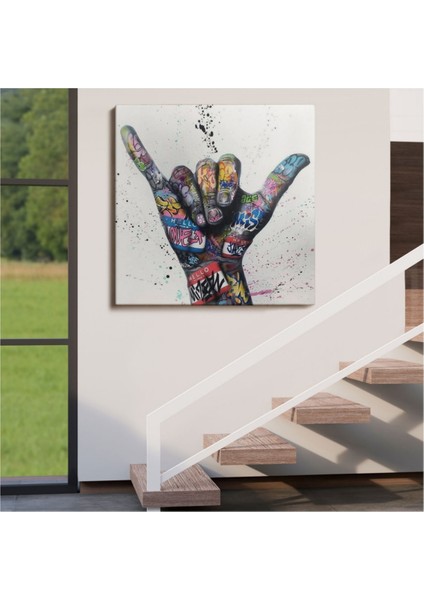 Dekoratif Kanvas Tablo Duvar Dekoru Graffiti Hands Victory Jest Banksy 5340 Bungknv