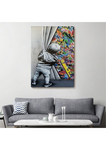 Dekoratif Kanvas Tablo Duvar Dekoru Sokak Sanatı Popart Banksy Tarz 6168 Bungknv