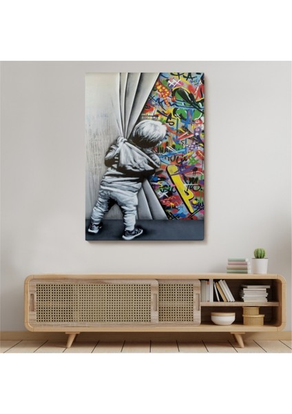 Dekoratif Kanvas Tablo Duvar Dekoru Sokak Sanatı Popart Banksy Tarz 6168 Bungknv