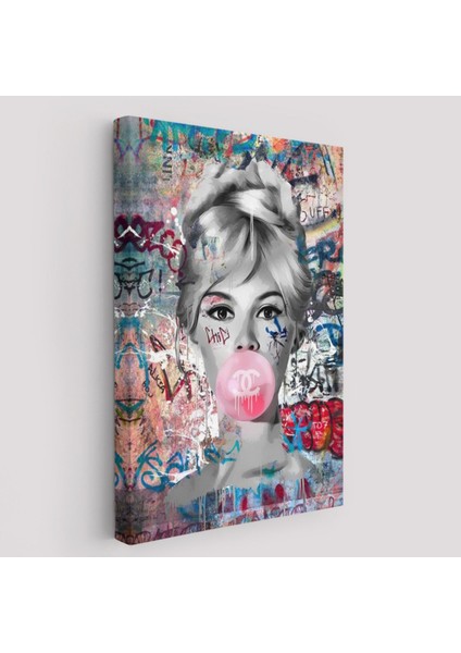 Dekoratif Kanvas Tablo Duvar Dekoru Brigitte Bardot ve Güzelliği Graffiti Pop Art 6469 Bungknv