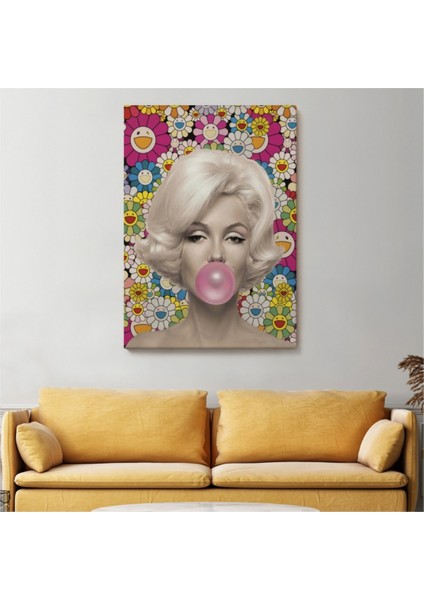 Dekoratif Kanvas Tablo Duvar Dekoru Marilyn Monroe ve Pembe Balon 6217 Bungknv