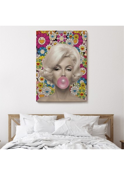 Dekoratif Kanvas Tablo Duvar Dekoru Marilyn Monroe ve Pembe Balon 6217 Bungknv