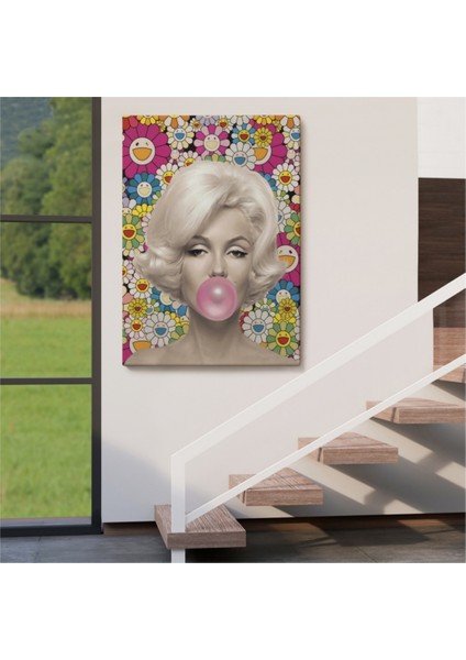 Dekoratif Kanvas Tablo Duvar Dekoru Marilyn Monroe ve Pembe Balon 6217 Bungknv