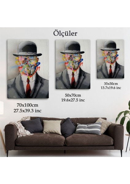 Dekoratif Kanvas Tablo Duvar Dekoru Graffiti Pop Art Insanın Oğlu Rene Magritte 6316 Bungknv