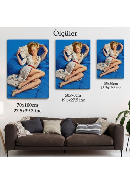 Dekoratif Kanvas Tablo Duvar Dekoru Pin-Up Aşk Mektubu Eseri Gil Elvgren 6449 Bungknv