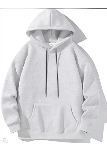 YS Innovation Erkek Uzun Kol Kapşonlu Basic Sweatshirt Hoodie - Gri