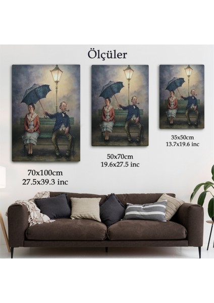 Dekoratif Kanvas Tablo Duvar Dekoru Küs Sevgililer Yağmur Altında 6223 Bungknv