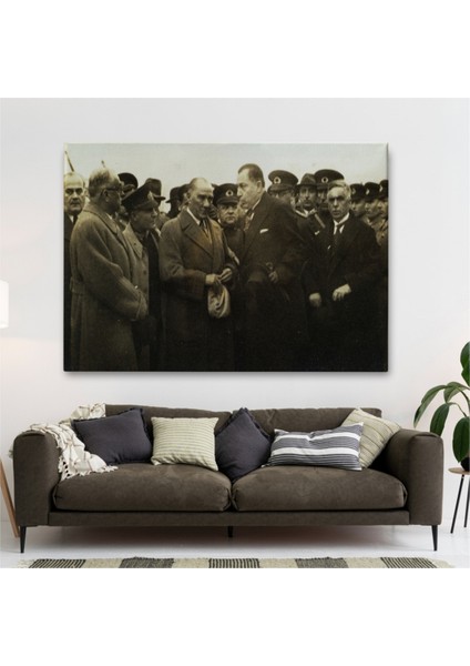 Dekoratif Kanvas Tablo Duvar Dekoru Mustafa Kemal Atatürk'ün Anadolu'yu Ziyareti Cü74 Bungknv
