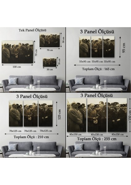 Dekoratif Kanvas Tablo Duvar Dekoru Mustafa Kemal Atatürk'ün Anadolu'yu Ziyareti Cü74 Bungknv
