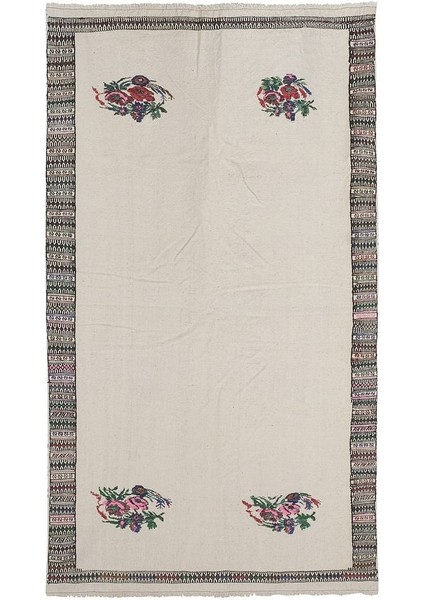 El Dokuma Kilim Karapınar Yöresi Geometrik Desenli Halı 140 x 237 cm