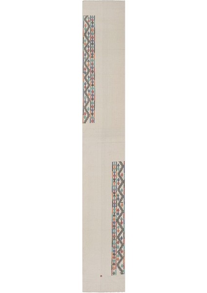 El Dokuma Geometrik Desenli Uzun Yolluk Kilim 74 x 478 cm