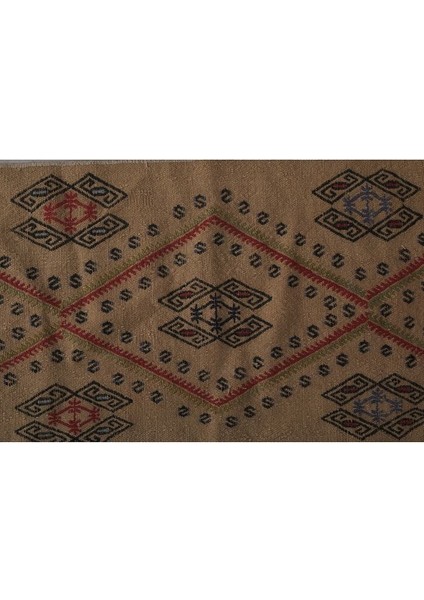 El Dokuma Geometrik Desenli Uzun Yolluk Kilim 50 x 455 cm