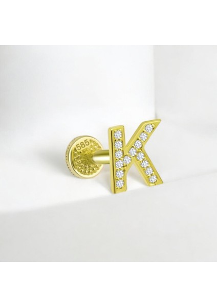 Altın K Harfi Tragus Piercing