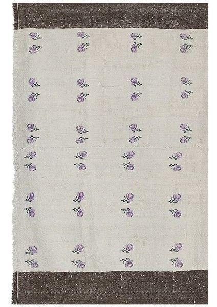 El Dokuma Kilim Karapınar Yöresi Çiçek Desenli Halı 132 x 164 cm