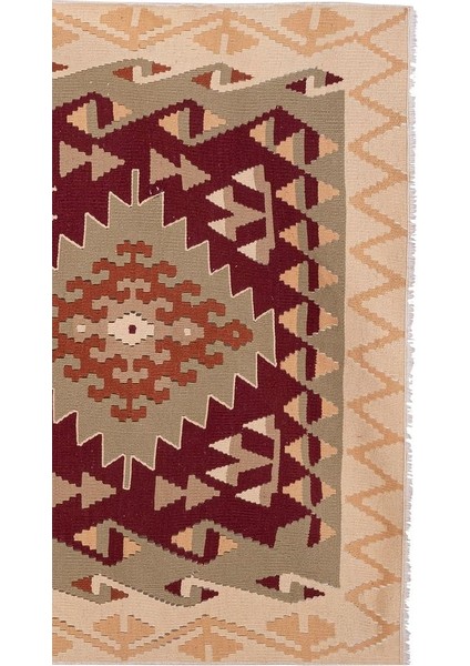 El Dokuma Geometrik Desenli Uzun Yolluk Kilim 122 x 225 cm