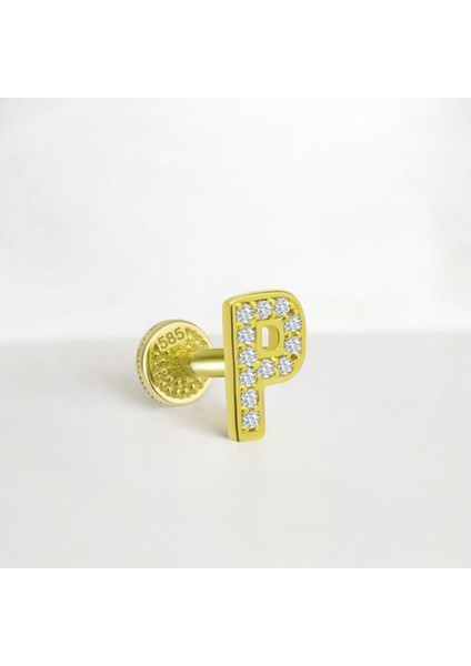 Altın P Harfi Tragus Piercing