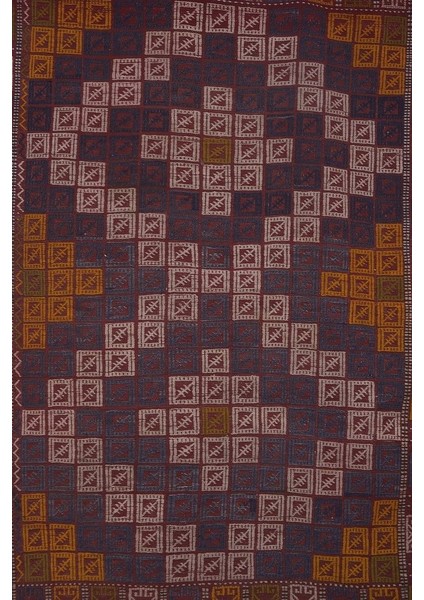 El Dokuma Kilim Bergama Yöresi Geometrik Desenli Halı 136 x 204 cm