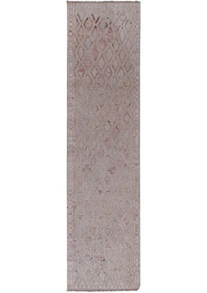 El Dokuma Karapınar Yöresi Geometrik Desenli Uzun Yolluk Kilim 81 x 317 cm