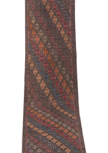 El Dokuma Geometrik Desenli Uzun Yolluk Kilim 67 X 427 Cm
