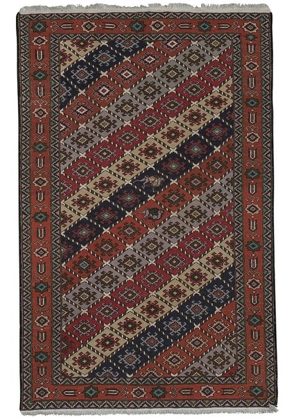 El Dokuma Kilim Geometrik Desenli Halı 126 x 195 cm