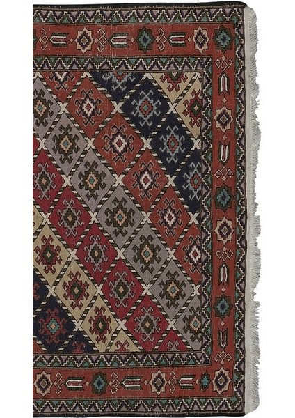 El Dokuma Kilim Geometrik Desenli Halı 126 x 195 cm