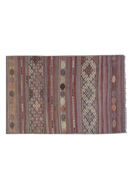 Etnik Bulvar El Dokuma Geometrik Desenli Uzun Yolluk Kilim 76 X 326 Cm