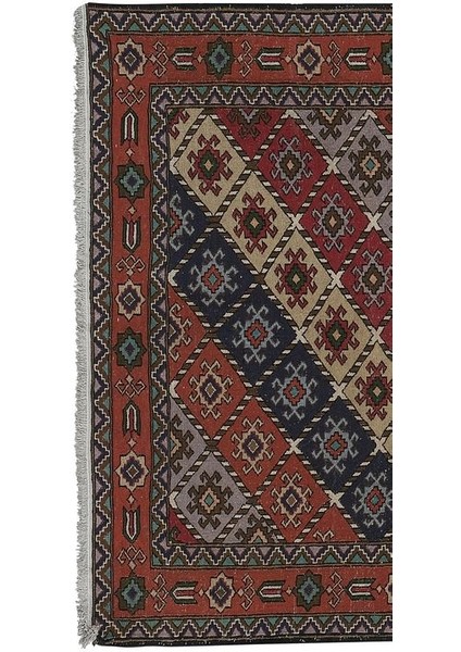 El Dokuma Kilim Geometrik Desenli Halı 126 x 195 cm