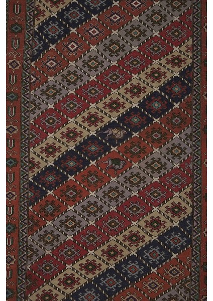 El Dokuma Kilim Geometrik Desenli Halı 126 x 195 cm