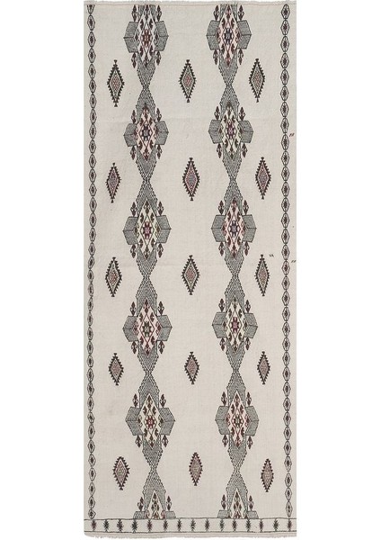 El Dokuma Karapınar Yöresi Geometrik Desenli Uzun Yolluk Kilim 94 x 215 cm